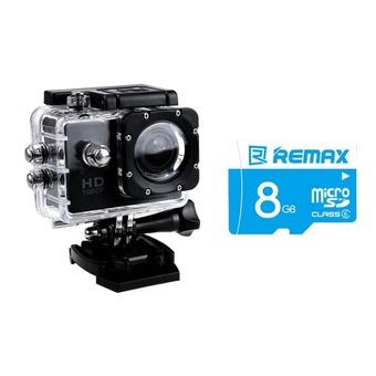 (BUNDLE) Sports Action SJ4000 1.5” Full HD 1080p Wi-Fi Waterproof Camera (Black) with REMAX 8GB Class 6 30MB/s Micro SDHC (Intl)  