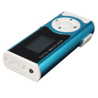 16GB Micro SD Mini USB Clip MP3 Player LCD Screen Support TF Card With LED (Light Blue) (Intl)  