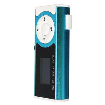 16GB Mini LCD Screen USB Clip MP3 Player with LED Light (Blue) (Intl)  