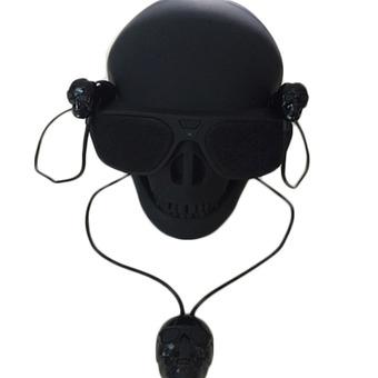 3.5mm Metal Cool Skull Crossbones Earphone Earbuds Headphone in-ear Earphones Skull Pendant Black (Intl)  