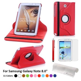 4-in-1 PU Flip Case + Stylus Pen + Screen Guard + Cloth Set for Samsung Galaxy Note 8.0 N5100 N5110 N5120 (Red)  