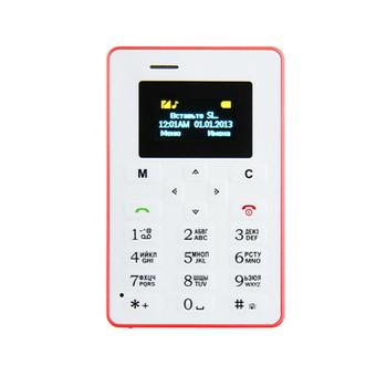 AIEK M5 4.8mm Ultra Thin Card Mini Pocket Mobile Phone - Merah  
