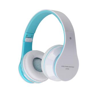 AT-BT809 Foldable Wireless Bluetooth Stereo Headphone Headset with Mic / FM / TF Card (White/Blue)  