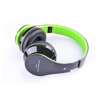 AT-BT809 Foldable Wireless Bluetooth Stereo Headphone Headset with Mic / FM / TF Card (Black/Green)  
