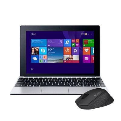 Acer One 10 + Docking Keyboard Laptop - Silver [2 GB/ 500 GB/ Intel QC Z3735F] + Free Wireless Mouse Logitech M280 Hitam