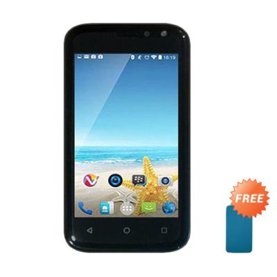Advan S4Q Black Smartphone + Flip Cover Biru
