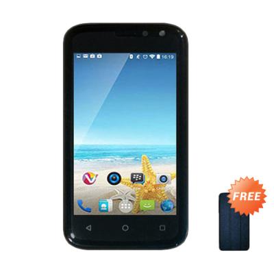 Advan Vandroid S4Q Black Smartphone + Free Flip Cover Biru Tua
