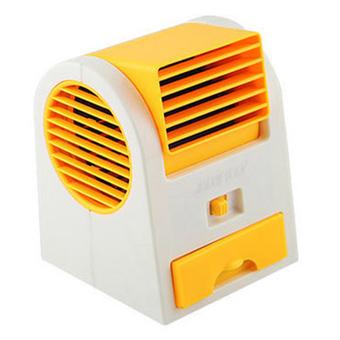 Air Conditioner Shaped Mini Portable Bladeless USB or Baterai Fan - Kuning  