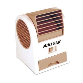 Air Conditioner Shaped Mini Portable Bladeless USB or Baterai Fan - Coklat  