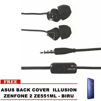Asus Earphone for Zenfone 4/5/6 Input jack 3.5mm - Hitam +Gratis Asus Back Cover Illusion zenfone 2 ZE551 ML-Biru  