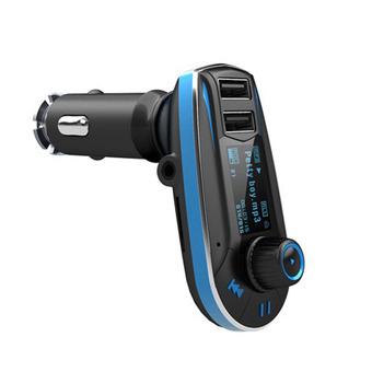 Audio Car FM MP3 Modulator with USB Charger 2.1A for Smartphone - 618C - Hitam-Biru  