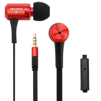 Awei ES100i Super Bass In-ear Earphone with 1.2m Cable Mic for Smartphone Tablet PC (Red)  