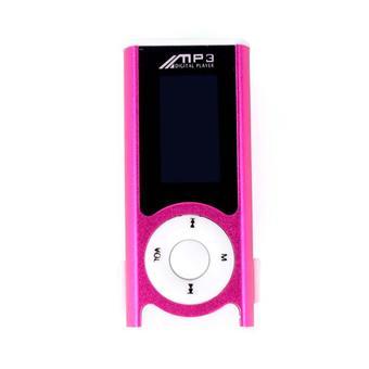 BUYINCOINS Mini Clip USB MP3 Music Player with LED Light (Pink)  