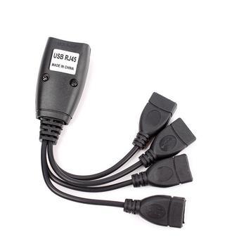 BUYINCOINS Multi interface RJ45 to 4 USB 2.0 Adapter Extender Network Extension Cable (Black)  