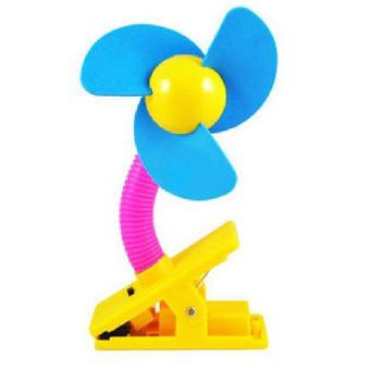 Baby Clip-on Mini Stroller Fan Cute Crib Cooling Fans (Blue)  