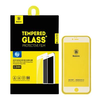 Baseus Tempered Glass Silk-screen Blue Light Protection Film for iPhone6 or 6S - White [0.3mm]