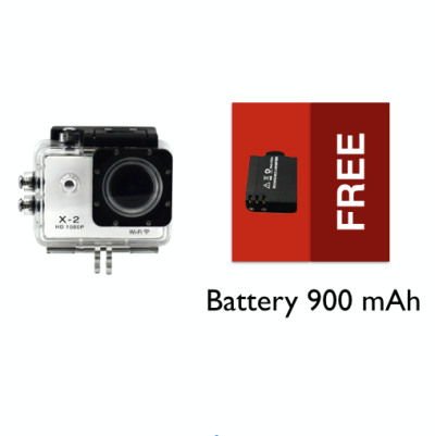 Bcare Action Camera B-Cam X-2 Wifi for Android and iOS - 12 MP 1080P - Putih + free Bcare 3.7 V 900 mAh Li-ion Baterei