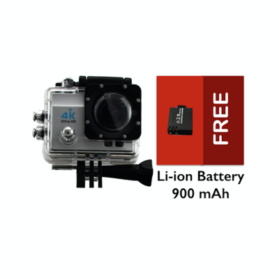 Bcare Action Camera - B-Cam X-3 WiFi - 16MP - Full HD 4K - Sony Sensor - Waterproof 30m 2 inch - Silver + Gratis Li-ion Battery 900 mAh