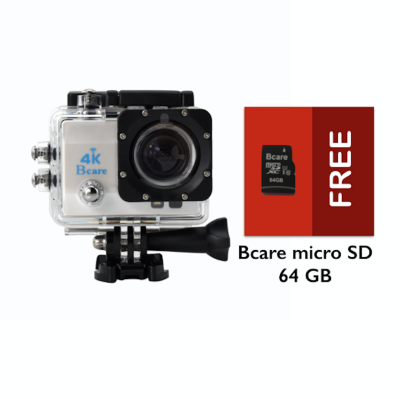 Bcare Action Camera - B-Cam X-3 WiFi - 16MP - Ultra HD 4K - Sony Sensor - Waterproof 30m 2 inch - Putih + Gratis Bcare Micro SD 64 GB
