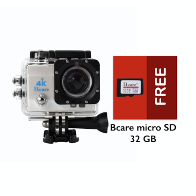 Bcare Action Camera - B-Cam X-3 WiFi - Sony Sensor - Ultra HD 4K - 16MP Layar 2"- Putih + Gratis Bcare SD Card 32 GB