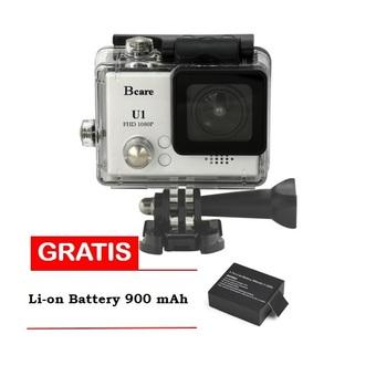 Bcare Action Camera U-1 12 MP FHD 1080P - Silver + Gratis Battery 900 mAh  