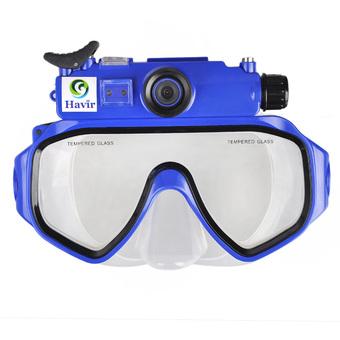 Blue Still Image Diving Mask Underwater Camera 4G+IR Lens CMOS sensor 720p (Intl)  