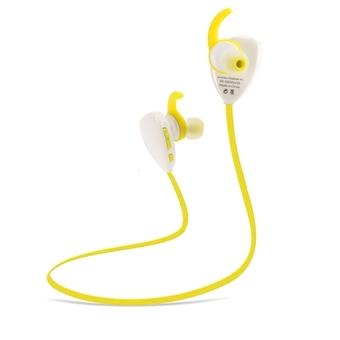 Bluetooth 4.1 Wireless Stereo Earphone Sport Handfree Universal (White/Yellow) (Intl)  