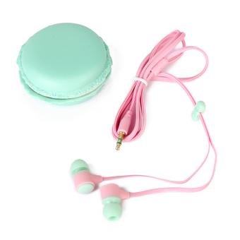 BolehDeals In-Ear Earphone with Cute Colorful Macaron Storage Box (Green)  
