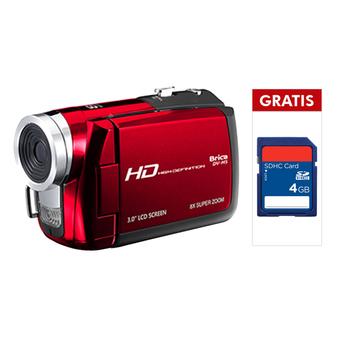 Brica DV H5 HD Camcorder - Merah Metalik + Free SD 4 GB  