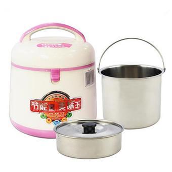 Brown Electric 2L Lunch Box Mini Rice Cooker 3 Layer Stainless Steel Pot Heating Box (Intl)  