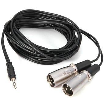 CY 3.5mm Male to Dual 3Pin XLR Male Audio Connect Cable for Recorder DV Camera (Black)  