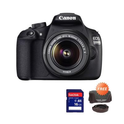 Canon EOS 1200D Kit 18-55mm Hitam Kamera DSLR + Leather Half Case + Memory Card