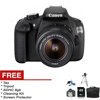 Canon EOS 1200D Kit 18-55mm III Non IS - 18MP - Hitam + Gratis SDHC 8gb + Cleaning Kit + Screen Protector + Tas + Tripod  