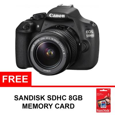 Canon EOS 1200D Lensa kit 18-55mm DC III Non IS Hitam Kamera DSLR + Memory Card Sandisk [8 GB]