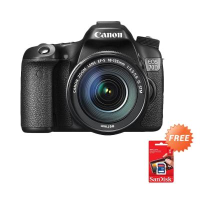 Canon EOS 70D Kit 18-135mm IS STM Hitam Kamera DSLR [20.2 MP/ Wifi] + Sandisk SDHC 8 GB