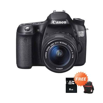 Canon EOS 70D Kit 18-55mm f/3.5-5.6 IS STM WiFi Kmaera DSLR + SDHC 8 GB + Tas Segitiga