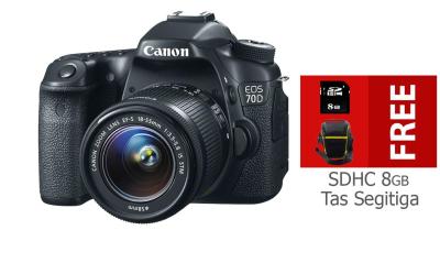 Canon EOS 70D Kit 18-55mm f/3.5-5.6 IS STM WiFi + SDHC 8 GB + Tas Segitiga