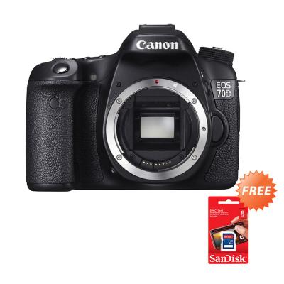 Canon EOS 70D Wifi Body Only Hitam Kamera DSLR [20.2 MP] + Sandisk SDHC 8 GB