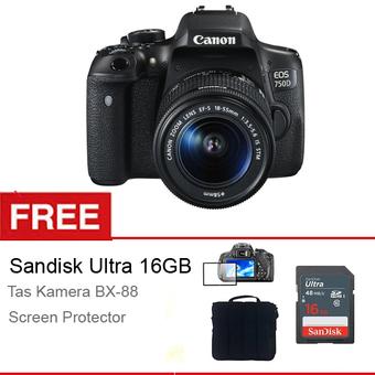 Canon EOS 750D - 24MP - 18-55mm IS STM Lens Kit + Gratis Sandisk Ultra 16GB + Tas Kamera + Screen Protector  