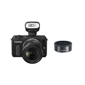 Canon EOS M Camera with EF-M 18-55mm and 22mm Lens and Speedlite 90EX Black  