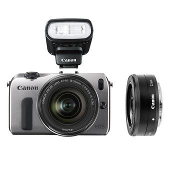 Canon EOS M (Silver) with 18-55mm IS + 22mm + 90EX Flash Kit  