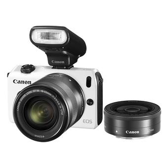 Canon EOS M (White) with 18-55mm IS + 22mm + 90EX Flash Kit  
