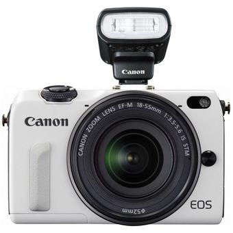Canon EOS M2 with 18-55mm + 55-200mm + 90EX Flash WHITE  
