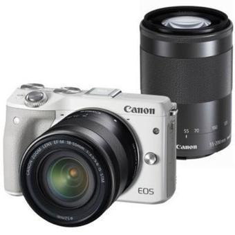 Canon EOS M3 - 24.2 MP - EF-M18-55mm/55-200mm Double Lens Kit - Putih  