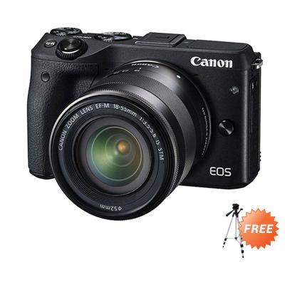 Canon EOS M3 with Lens 18-55mm Hitam Kamera DSLR + Tripod