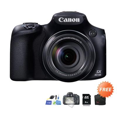 Canon PowerShot SX60 HS Hitam Kamera Pocket + Screen Protector + Cleaning Kit + SDHC 8 GB
