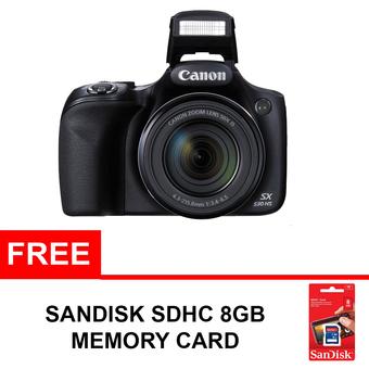 Canon Powershoot SX530 HS - 16 MP - 50x Optical Zoom - Hitam + Gratis Sandisk SDHC 8GB  