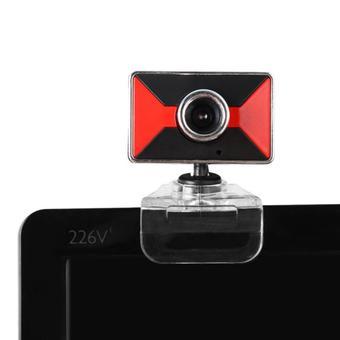 Clip-on HD Web PC Camera USB Powered Webcam 360 Degree Rotating for Computer (Red)  