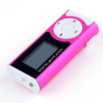 Digital LCD Screen Clip-on MP3 Player Rechargable Media Music Player With Micro SD Card Slot (Pink) (Intl)  