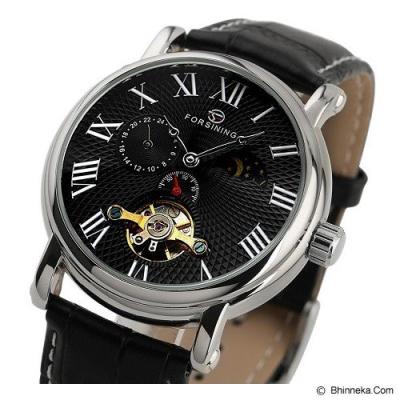 ESS Luxury Men Leather Strap Automatic Mechanical Watch [WM393] - Black/Silver